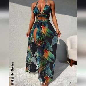 SHEIN Tropical 3 Piece Bathing Suit Set